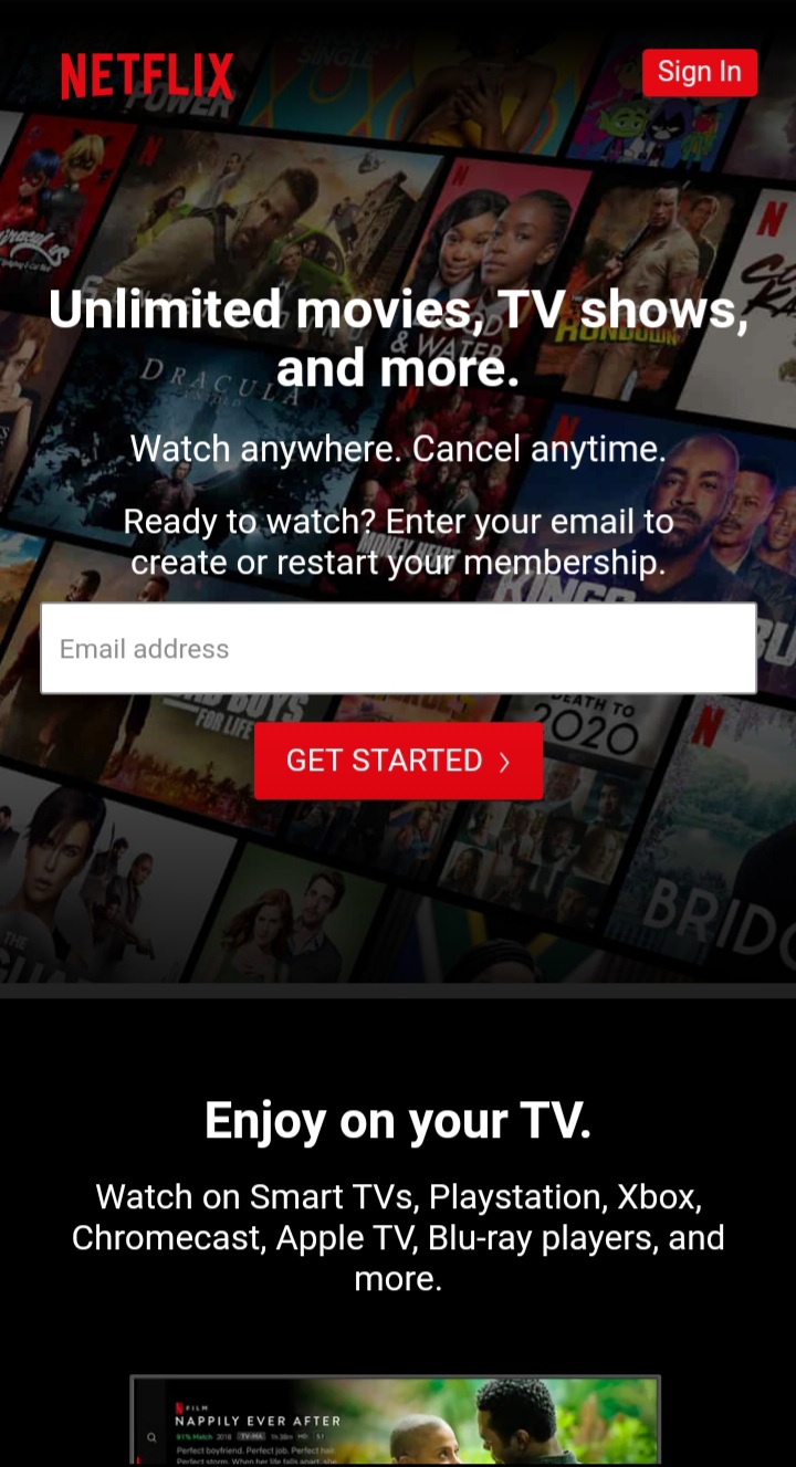 netflix homepage