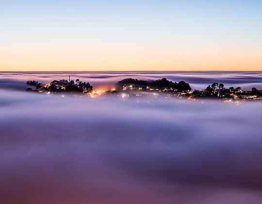 mist covering a town